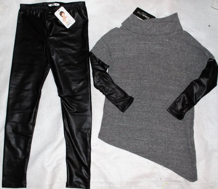 NWT Joah Love SOFT Macy Tunic Top Shirt Faux Leather Look Leggings Pants 10 12 Y - Image 1 of 1