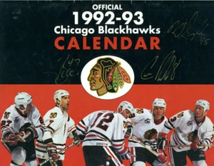 Revista de 7 autógrafos Chicago Blachawks 1992-93 100 % Gtd. Russell Suter Hudson - Imagen 1 de 5