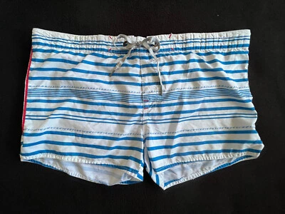 Diesel Pantalones Cortos Cuadrados de Natación para Hombre Boardshorts Azul/Blanco con Forro Bolsillo Cordón Foto 1 de 4