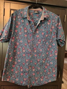 Empyre Mens Blue Skateboarder Floral 100% Cotton Short Sleeve Shirt Size L - Picture 1 of 5