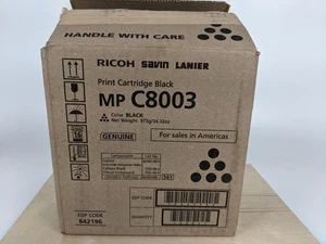 Ricoh Savin Lanier MP C8003 Black Print Cartridge EDP 842196 Genuine USA Japan - Picture 1 of 6