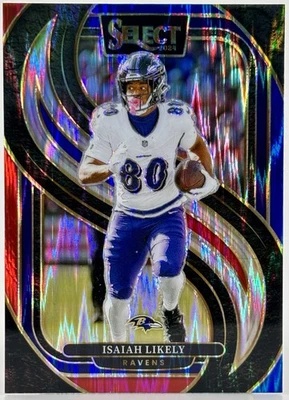2024 Panini Select Isaiah Likely Red Blue Prizm Shock #161 Ravens - Image 1 of 2