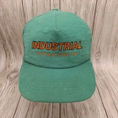 Vtg Industrial Contractors Inc Corduroy Hat Green Snapback Cap USA Workwear New - Image 1 of 4