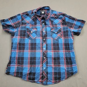 Arizona Hemd Herren XXL 2XL Kurzarm Knopf Druckknöpfe Taschen kariert blau * - Bild 1 von 14