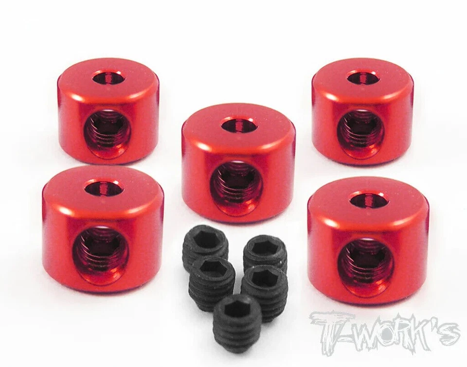 T-Works Collarini 2.5mm in Alluminio Rosso per 1:8 Buggy Truggy (5) - TA-021R - Immagine 1 di 1