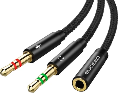 Cavo Adattatore Sdoppiatore Cuffie Microfono 2 in 1 Adattatore Jack 3,5Mm Maschi - Immagine 1 di 4