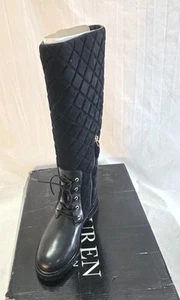*Lauren Ralph Lauren Hollie II Tall Riding Boots Womens 5.5 Black Quilted New - Picture 1 of 6