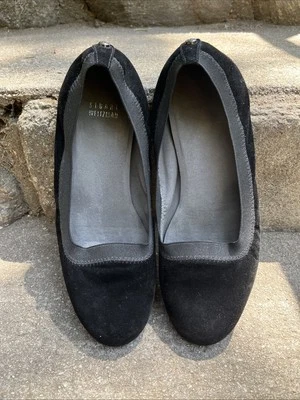 Stuart Weitzman Women's Bardot Ballet Flats Size 6.5 Black Suede Slip On - Image 1 of 4