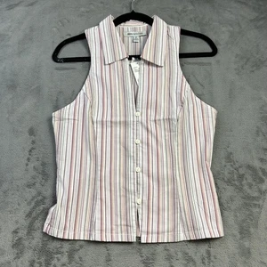 Urban Outfitters Top Womens Small Tank Striped Button Up Collar Retro Basic NEW - Picture 1 of 10