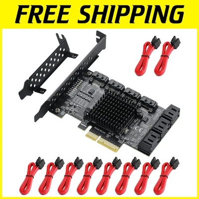 Versatile PCIe 10-Port SATA Card with Ten Cables - Perfect for Home & Server Use - Image 1 of 4