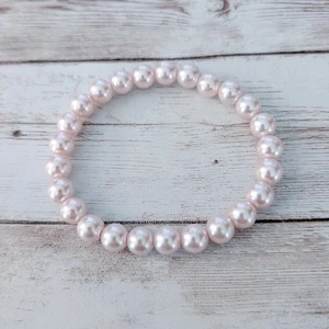 Pulsera elástica vintage rosa imitación perla - Imagen 1 de 5