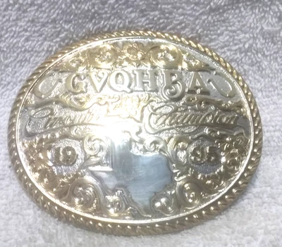 GVQHBA 1995 Hebilla de Cinturón Circuito Campeón ADM Grabado a Mano Placa de Plata De Colección Foto 1 de 4
