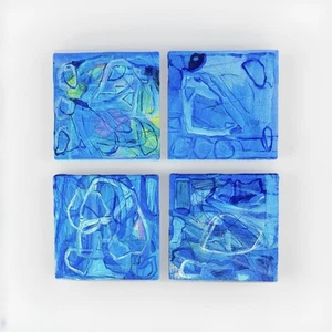 Set Of 4 10”x10” Abstract Art On Wrapped Canvas Giclée Prints By Sally Accetta - Picture 1 of 9