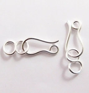 8 PCS 26X7MM SOLID COPPER S HOOK CLASP STERLING SILVER PLATED  863 ATL-271 - Picture 1 of 3