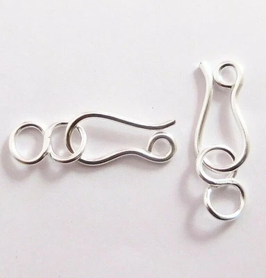 8 PCS 26X7MM SOLID COPPER S HOOK CLASP STERLING SILVER PLATED  863 ATL-271 - Image 1 of 3