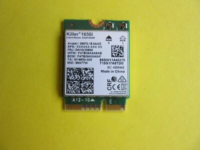 Killer 1650i Intel AX201NGW WiFi 6 Wireless Card Bluetooth 5.2 J86328-002 - Image 1 of 3