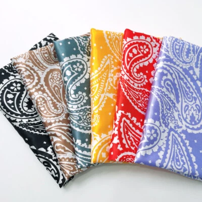 39 Inch X 58 Inch Paisley Print Satin Fabric Soft Scarf Material Lining - Image 1 of 4