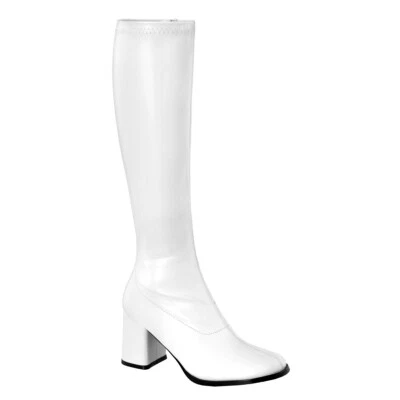Sexy 3" Tacón Alto Gogo Bailarina Blanco Botas hasta la Rodilla Disfraz de Halloween GOGO300/W/PU Foto 1 de 4