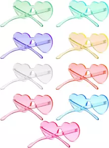 Heart Glasses 9 Pairs Rimless Heart Shaped Sunglasses Heart Shaped Glasses Party - Picture 1 of 12