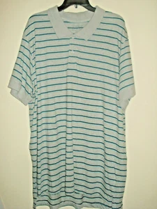 Camisa polo grande y alta para hombre talla 3XLT gris a rayas algodón estilo simple - Imagen 1 de 2