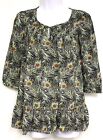 Liberty Of London Target Isis Print Top Size Xs Black White Green Feather New