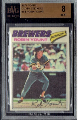 1977 Topps Cloth Stickers #54 Robin Yount BVG 8 8.5 Milwaukee Brewers HOF  NM/MT - Image 1 of 2