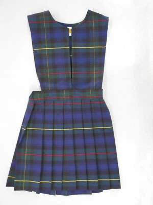 Vestido uniforme plissado faca fenda V azul marinho e verde feminino A+ tamanhos 3-18 1/2 - Imagem 1 de 4