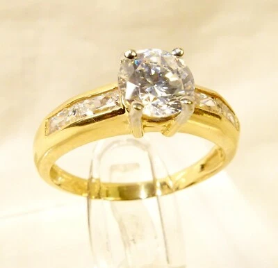 Beautiful 14K Yellow Gold 1.5 CTW Round Cut & Accents CZ Sz 5.5 Engagement Ring  - Image 1 of 4