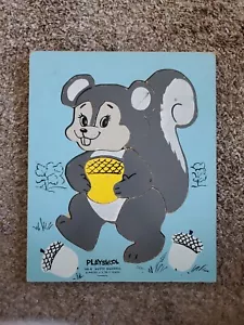 Vintage Wooden Puzzle Playskool Nutty Squirrel Made In The USA 🇺🇸 - Picture 1 of 5