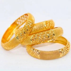 1 bracciale oro fatto a mano oro 24K plt oro Dubai bracciale indiano gancio di sicurezza aperto - Foto 1 di 9