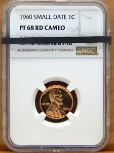 1960 - NGC GRADUADO PF68 RD CAMAFEO ROJO - CENTAVO DE TRIGO LINCOLIN¢ (BT308) - Imagen 1 de 4