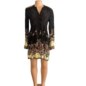 Vestido camisero estampado Free People Sierra Valley negro y crema para mujer talla XS - Imagen 1 de 9