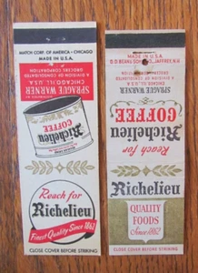 KAFFEE STREICHHOLZSCHACHTELN: RICHELIEU KAFFEE CHICAGO, ILLINOIS LEERE STREICHHOLZHÜLLEN D9 - Bild 1 von 2