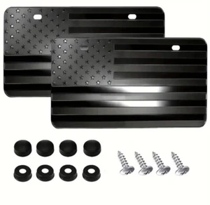 2 PCS American Black Flag Aluminum Alloy License Plates - Picture 1 of 4