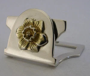 SOLID STERLING SILVER GILT DAFFODIL FLOWER MENU HOLDER 1993 ENGLISH - Picture 1 of 5
