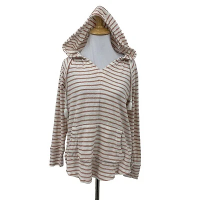 Sudadera Roxy Para Mujer XS Rayas Borla Sudadera con Capucha Pullover Canguro Bolsillo Cuello en V Foto 1 de 4