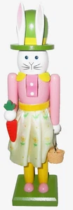 EASTER NUTCRACKER~EASTER BUNNY HOLDING A CARROT AND BASKET OF EASTER EGGS 12" T - Bild 1 von 3