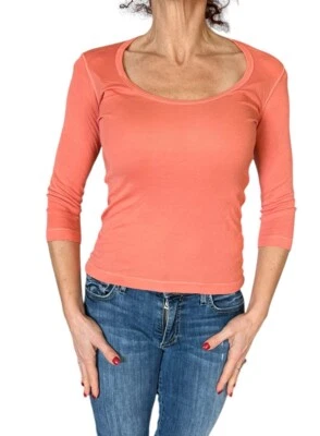 ESPLÉNDIDA CAMISETA NARANJA CLARO CUELLO REDONDO MANGA 3/4 MODAL PIMA XS Foto 1 de 4