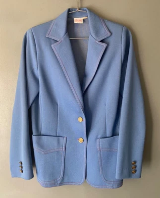 VINTAGE Graff Californiawear Mujer 10 Azul Blazer Punto Rojo Años 70 Western Retro Foto 1 de 4