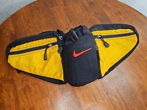 Nike Large Fanny pack Waist Cycling Bag Water Holder Swoosh Yellow 4 Pockets