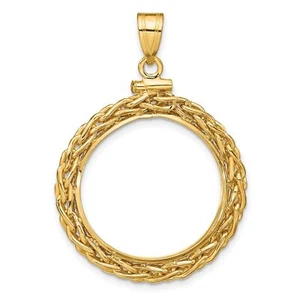 1986-Now $10 1/4 oz American Eagle Screw Top Wheat Chain Coin Bezel in 14k Gold - Picture 1 of 7