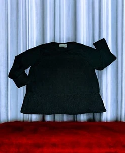 LIZ CLAIBORNE Black Knit Pullover Sweater THERMAL 100% COTTON Women's PLUS 1X - Picture 1 of 10