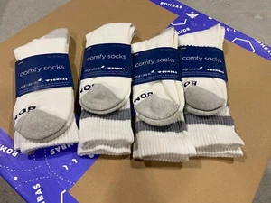 [4 Pairs] Bombas x Virgin Atlantic Vintage Stripe Calf Sock - White/Grey Large - Picture 1 of 1