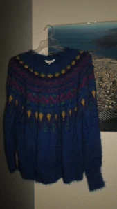 Sweater-XL 16-18-blue with multicolor-warm-comfortable-60%nylon 40% acrylic-sexy - Picture 1 of 12