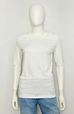 Camiseta Nike Pro Mujer M Blanca Cuello Redondo Manga Corta Dri Fit Malla Logo Foto 1 de 4