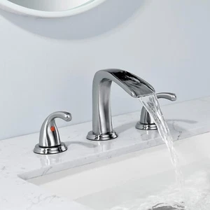 Waterfall Bathroom Faucet FRANSITON Bathroom Sink Faucet 8 Inch Widespread 2 Han - Picture 1 of 9