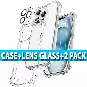 CUSTODIA TRASPARENTE per iPhone 15 12 11 13 14 Pro Max,Plus & LENS+ 2PK protezione schermo - Foto 1 di 11