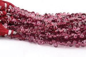 100% Natural Red Garnet Faceted Pear Shape Handmade AAA+ Gemstone Beads Craft 8" - Picture 1 of 12