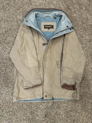 Vintage Timberland Leather Lined Jacket Beige / Blue Size L - Image 1 of 4