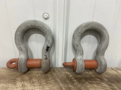 Lot Of 2 Columbus McKinnon WLL 6-1/2T SHACKLE 7/8 SCREW PIN USA CM 22mm USED - Image 1 of 4